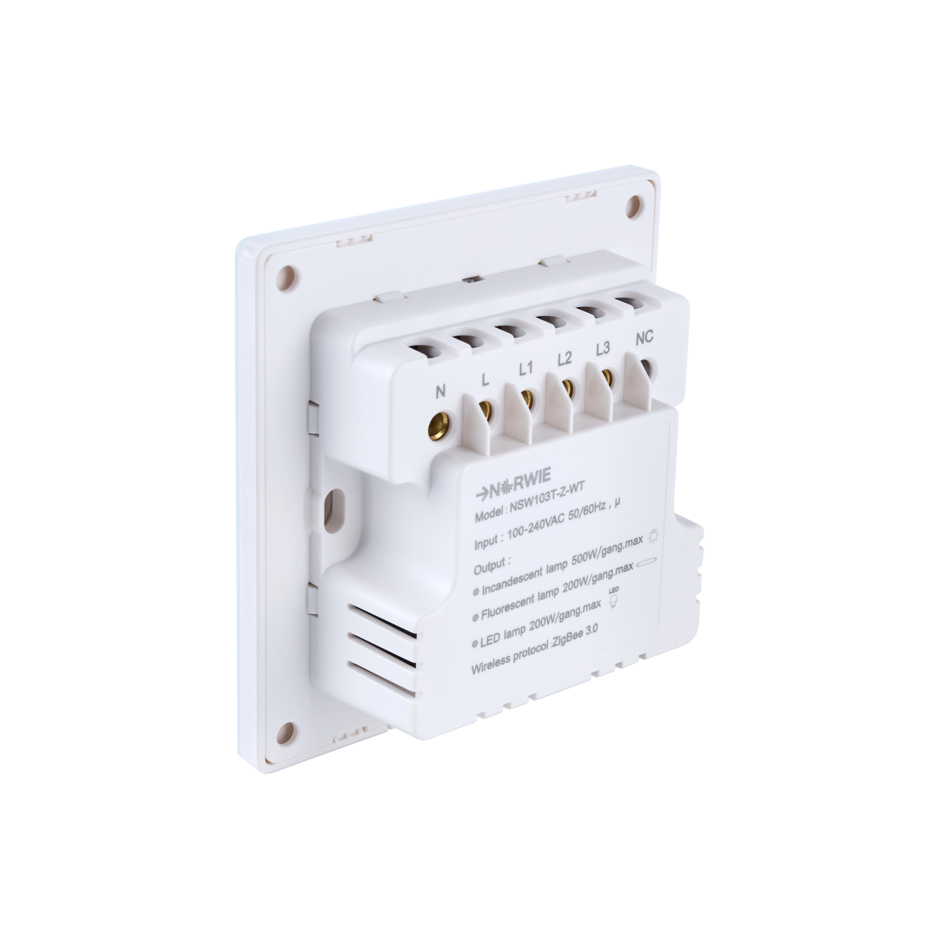 NSW100 3 Gang Smart Light Switch – White Touch Glass