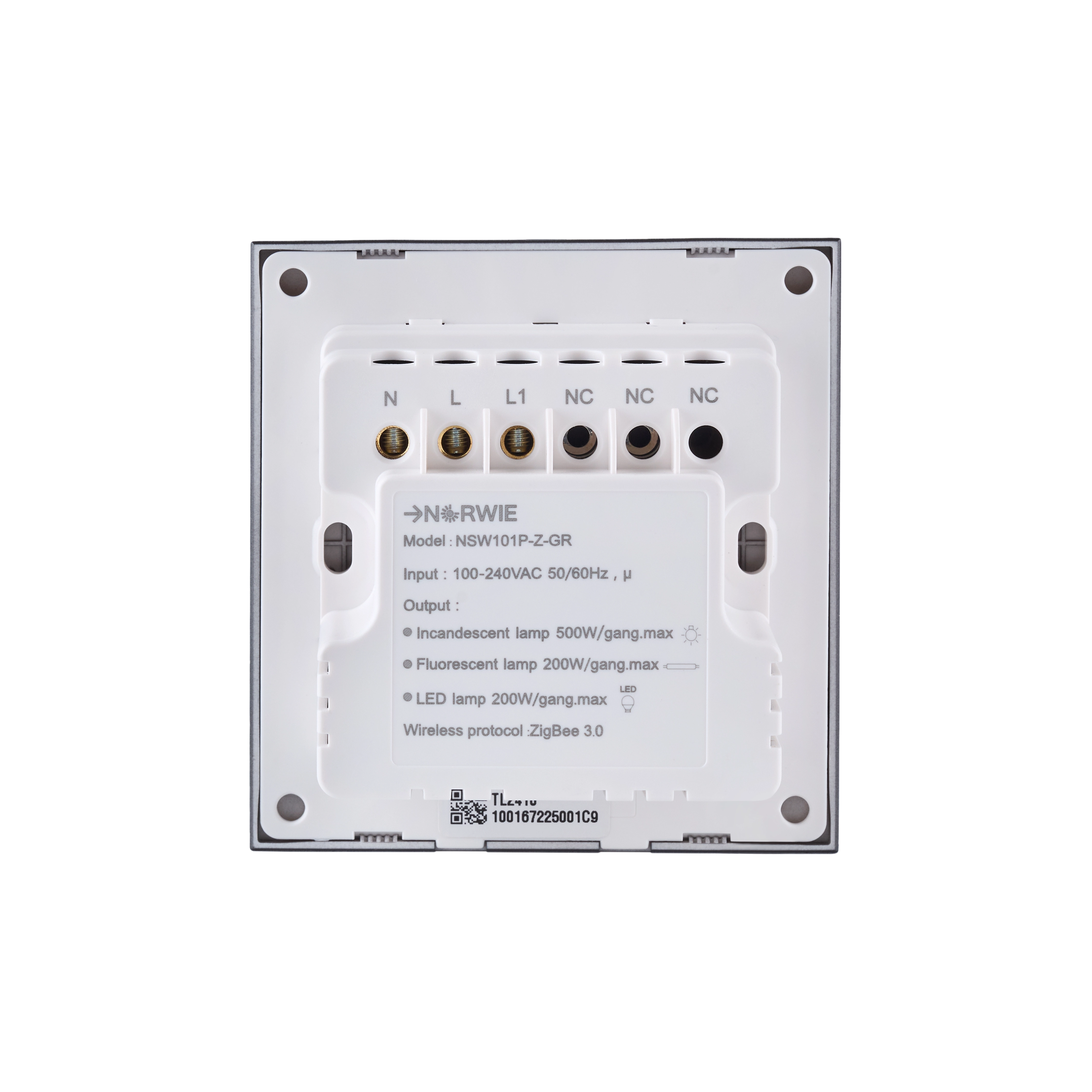 NSW100 1 Gang Smart Light Switch – Grey, Plastic Finish