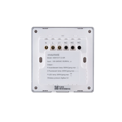 NSW100 1 Gang Smart Light Switch – Grey Touch Glass