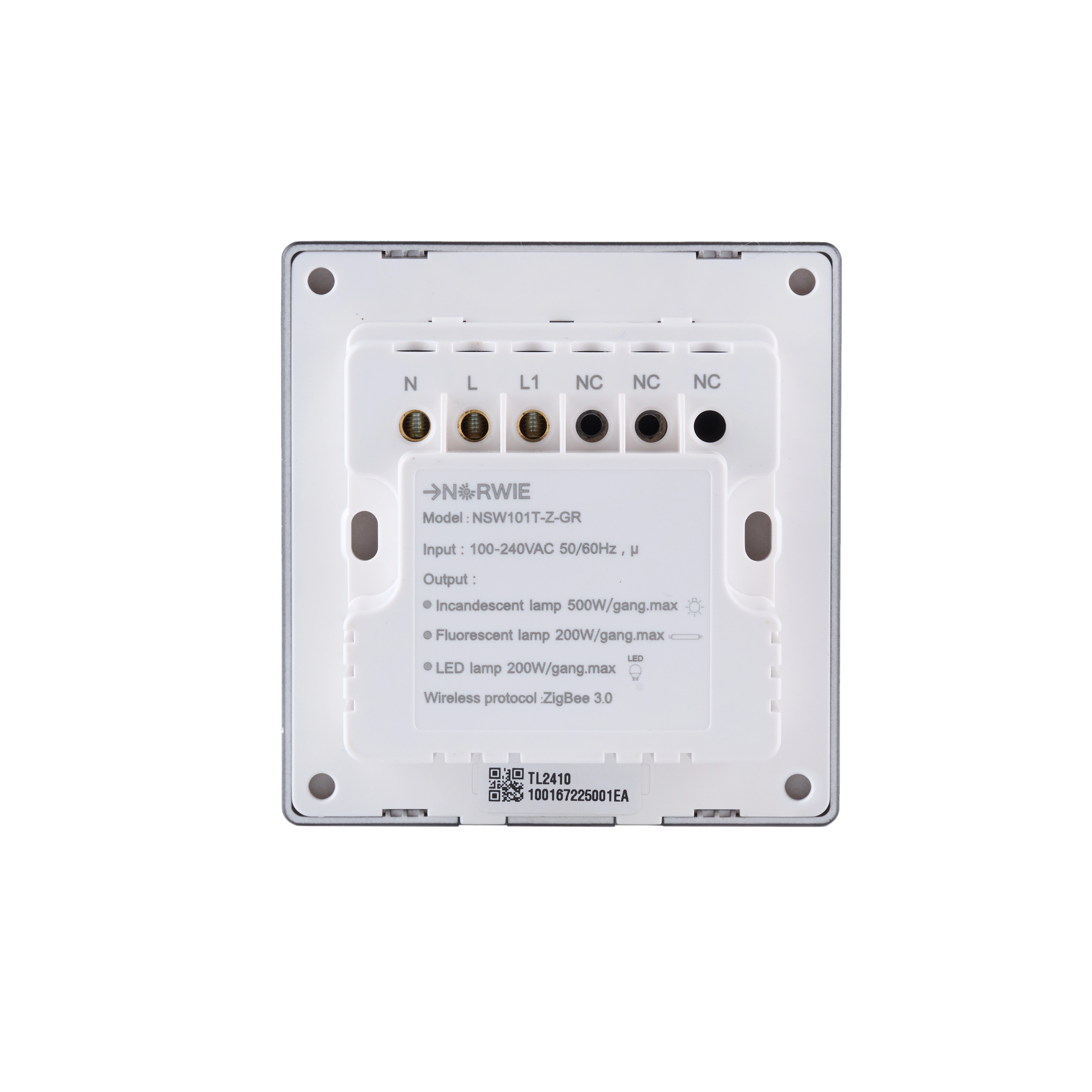 NSW100 1 Gang Smart Light Switch – Grey Touch Glass