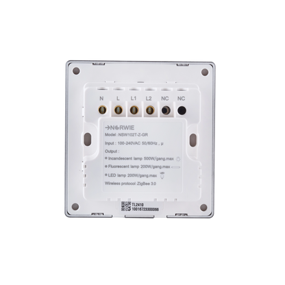 NSW100 2 Gang Smart Light Switch – Grey Touch Glass