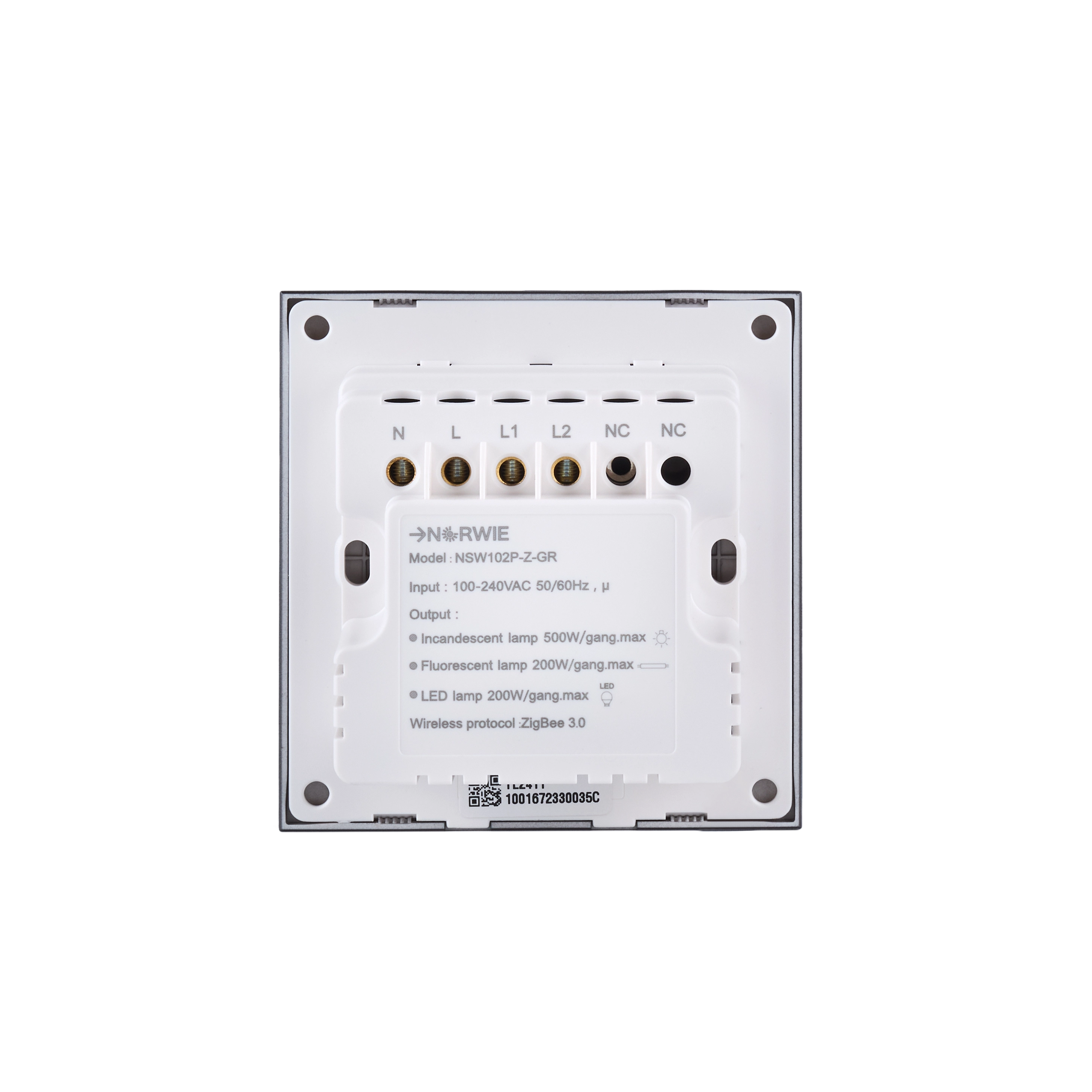 NSW100 2 Gang Smart Light Switch – Grey, Plastic Finish