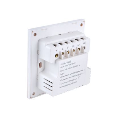 NSW100 3 Gang Smart Light Switch – White, Plastic Finish