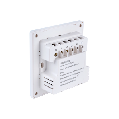 NSW100 2 Gang Smart Light Switch – White Touch Glass
